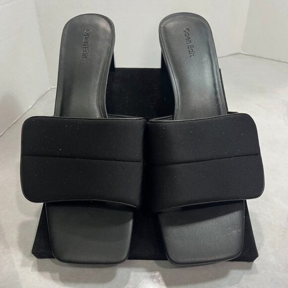 NEW Open Edit Cava Square Toe Mule Sandals Black Size 11 - Picture 4 of 12